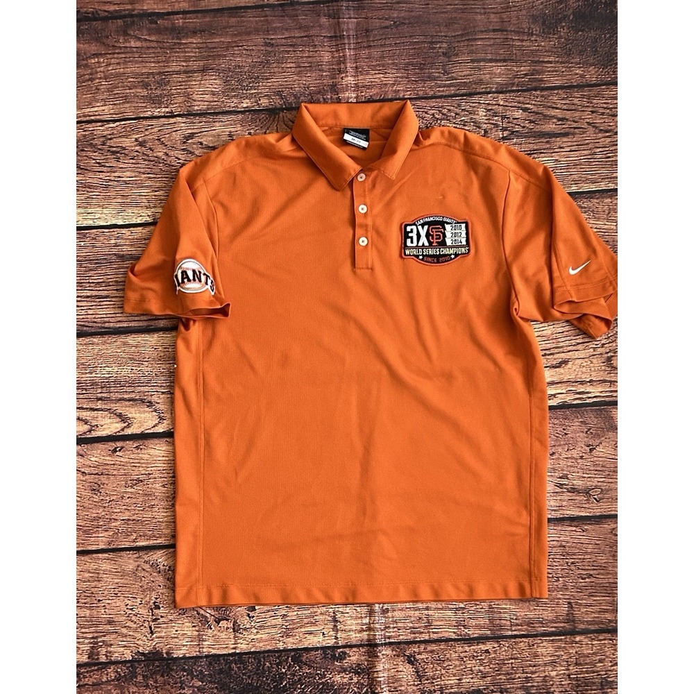 San Francisco Giants World Series Nike Polo Shirt Mens Large‎ Orange